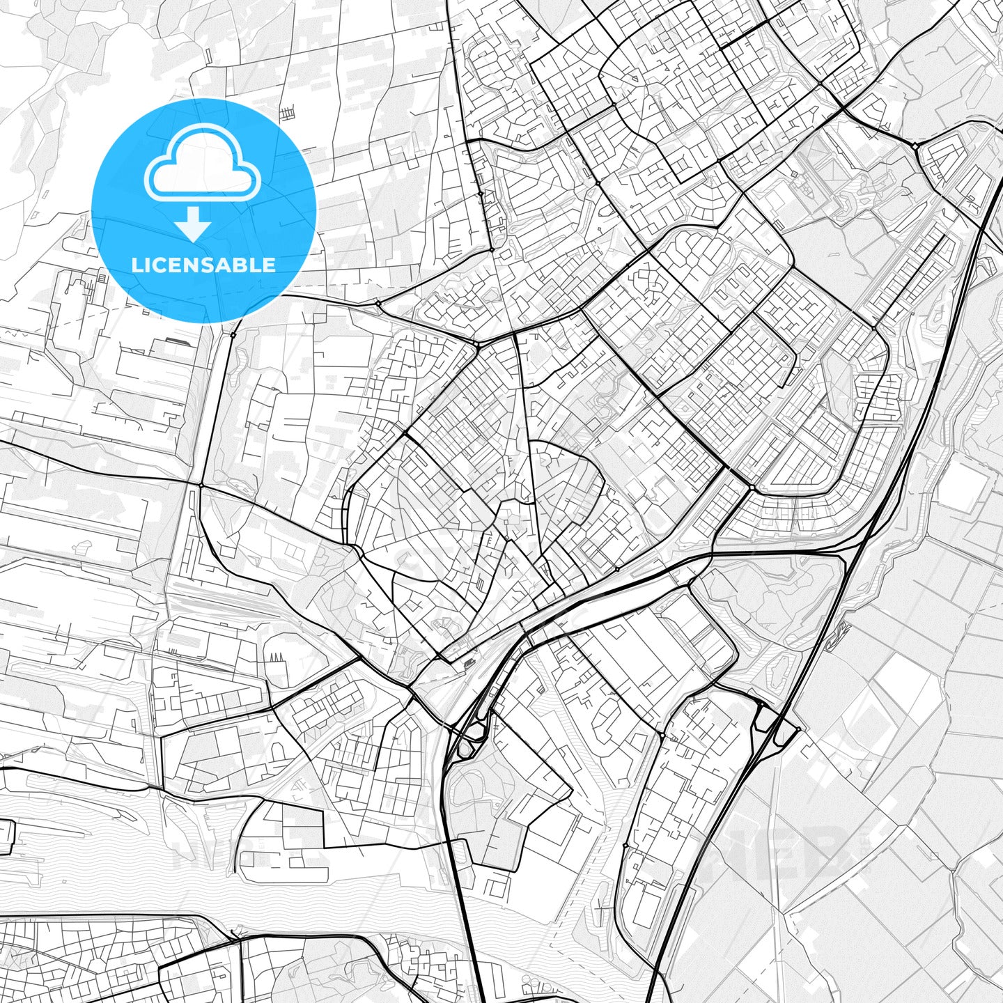 Vector PDF map of Beverwijk, Netherlands