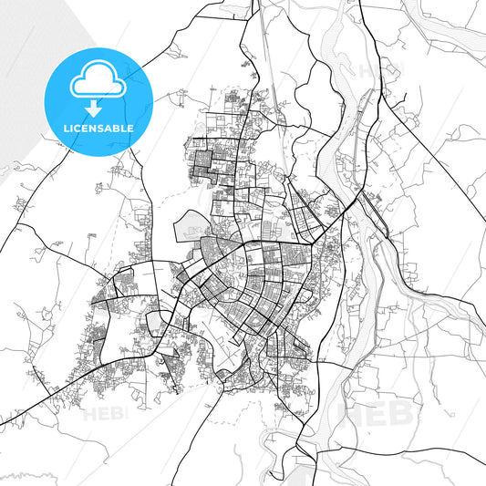 Vector PDF map of Bhubaneswar, India