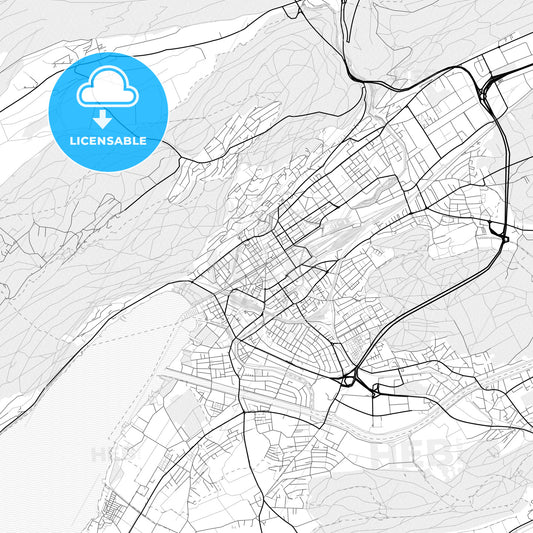 Vector PDF map of Biel/Bienne, Switzerland