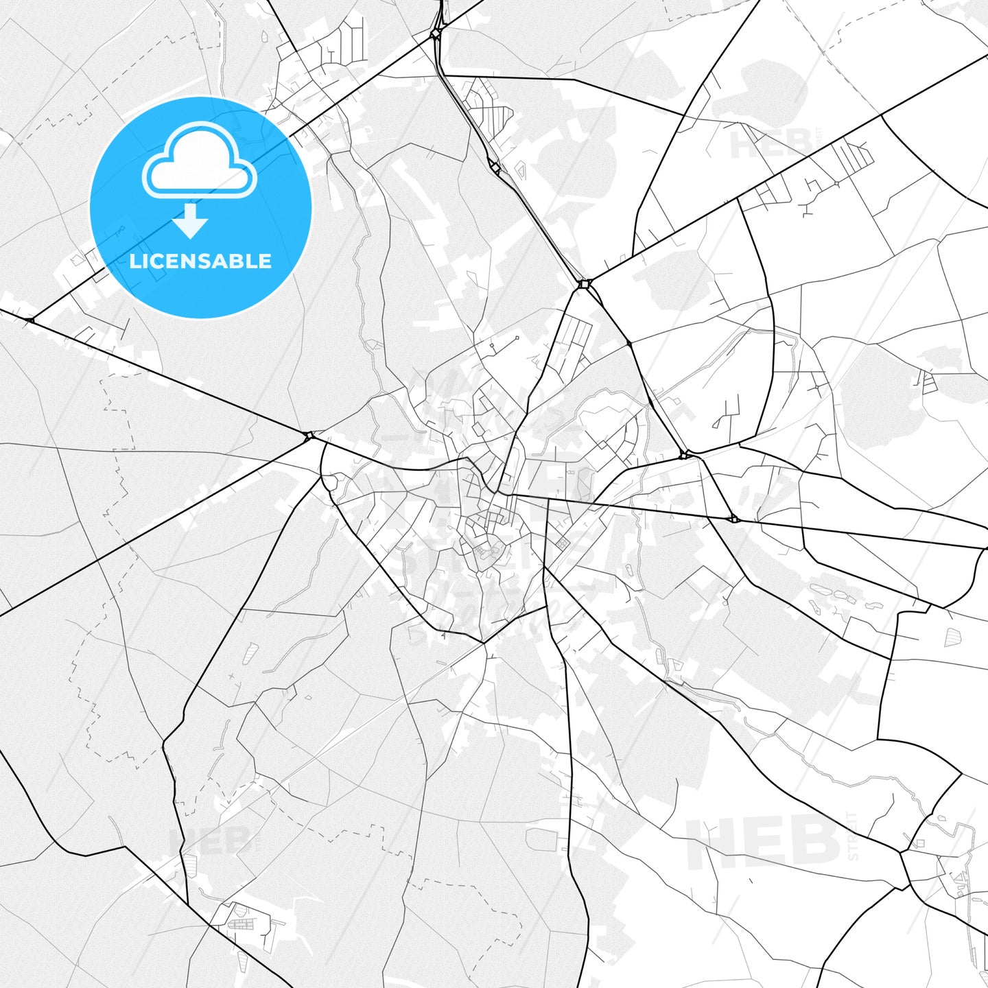 Vector PDF map of Binche, Belgium