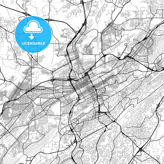 Vector PDF map of Birmingham, Alabama, United States