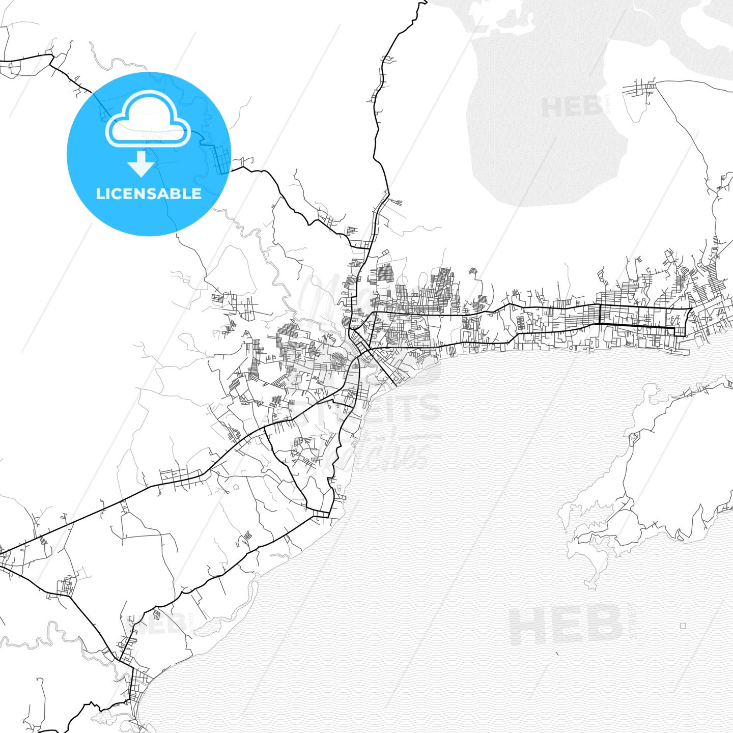 Vector PDF map of Bitung, Indonesia