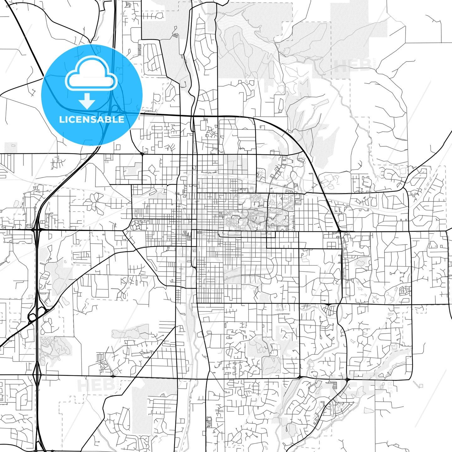 Vector PDF map of Bloomington, Indiana, United States