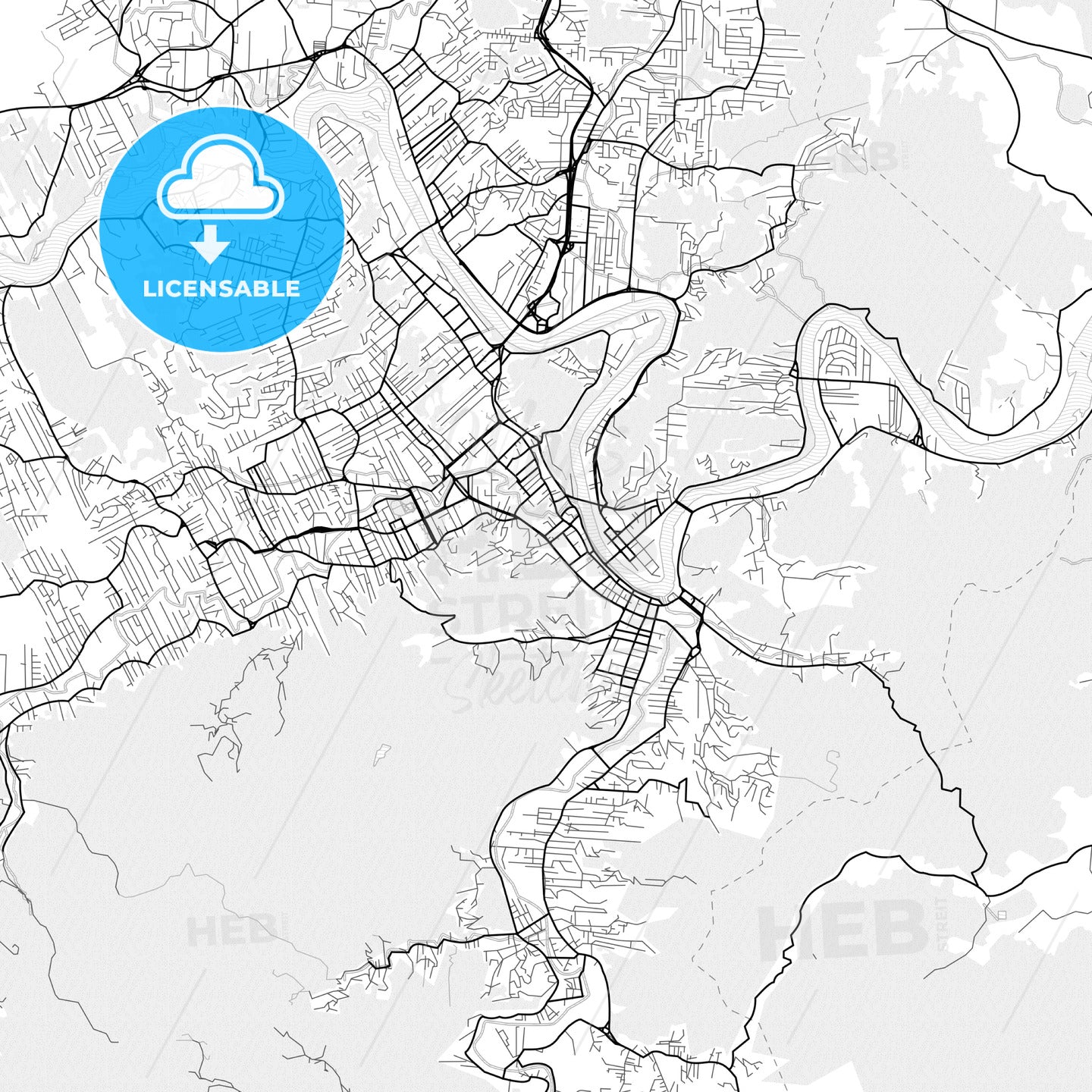 Vector PDF map of Blumenau, Brazil