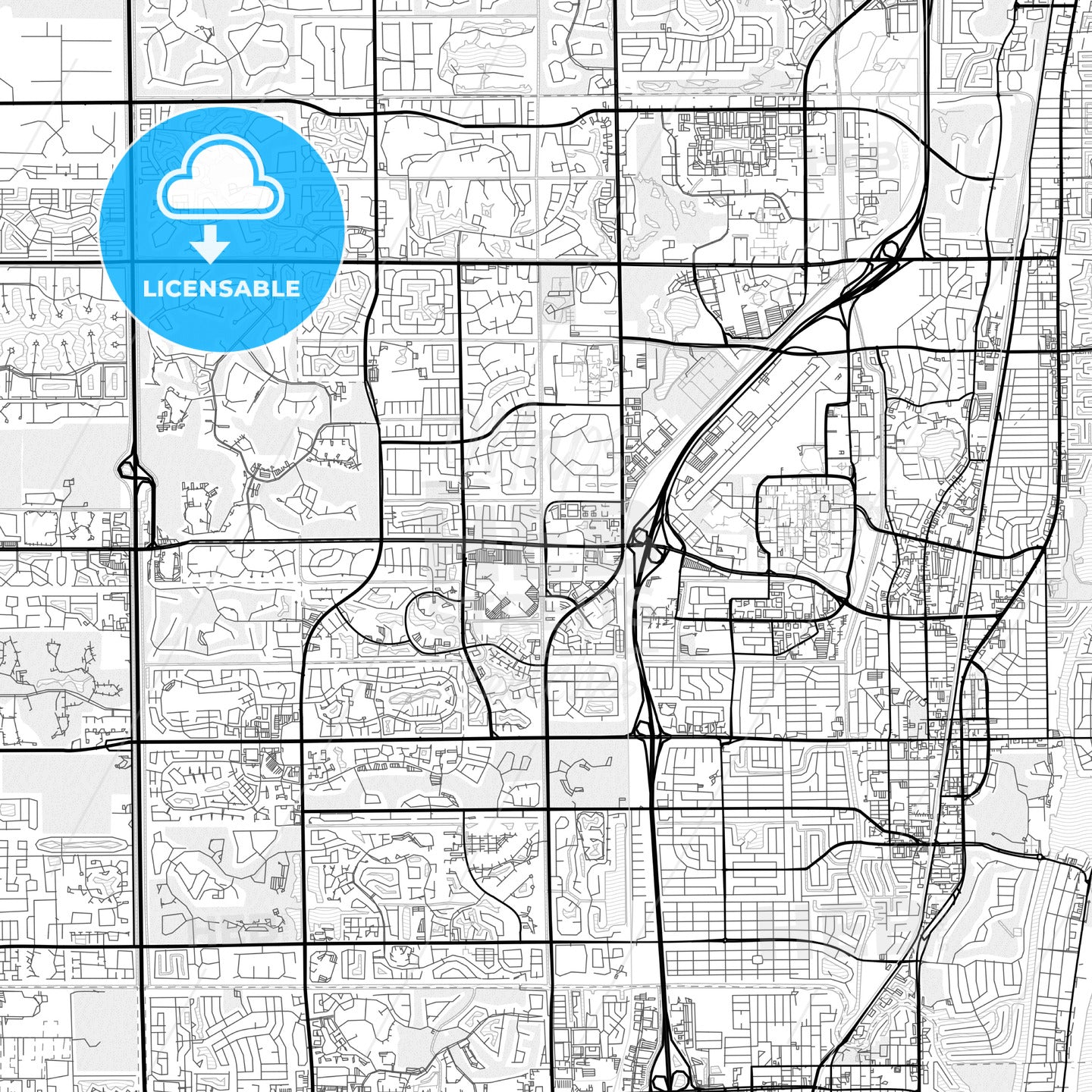 Vector PDF map of Boca Raton, Florida, United States