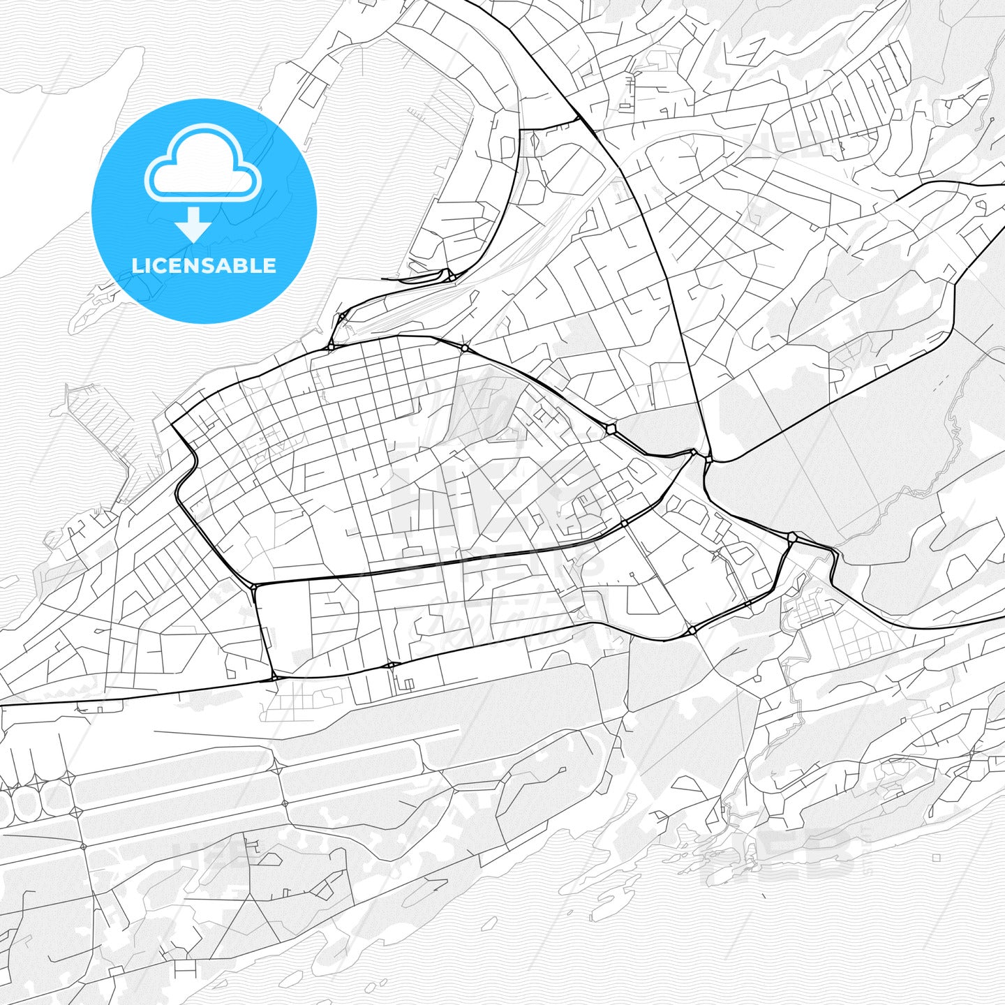 Vector PDF map of Bodø, Norway