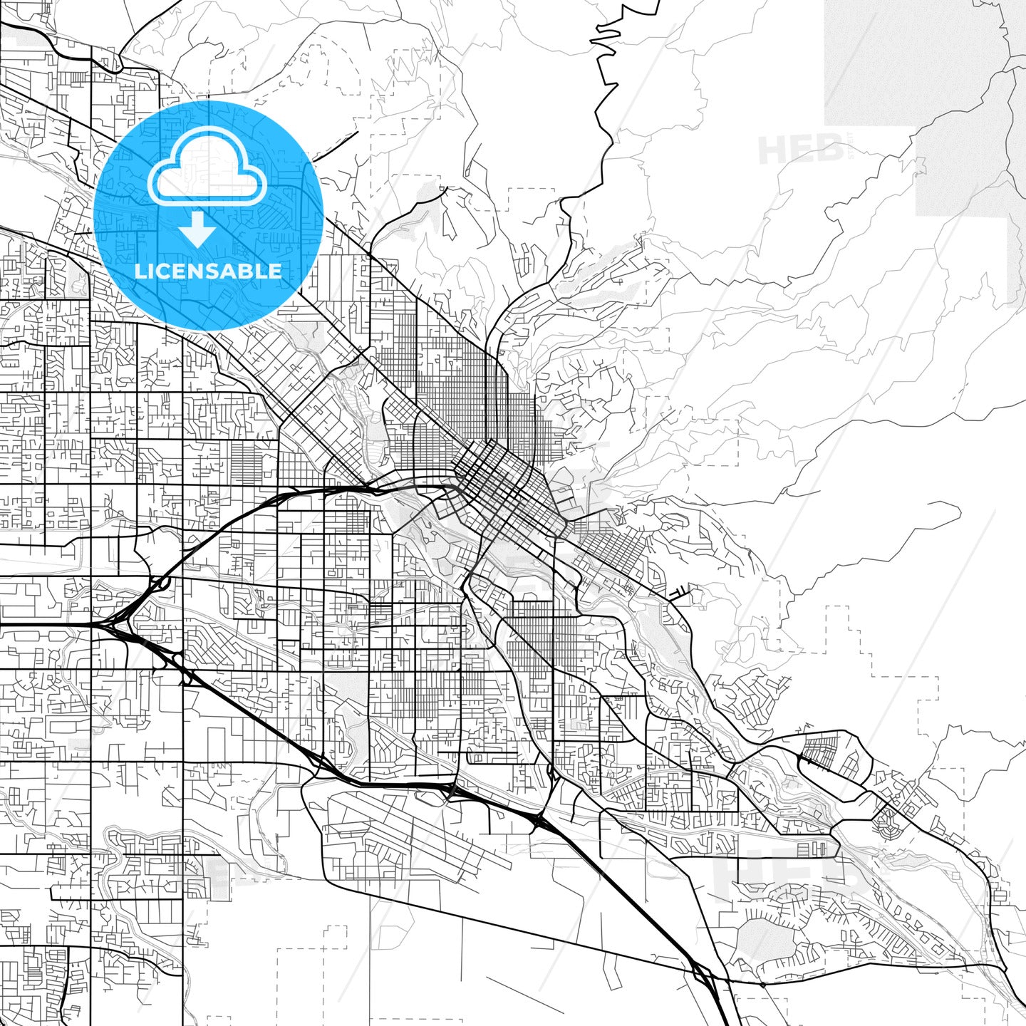 Vector PDF map of Boise, Idaho, United States
