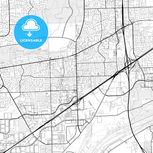 Vector PDF map of Bolingbrook, Illinois, United States