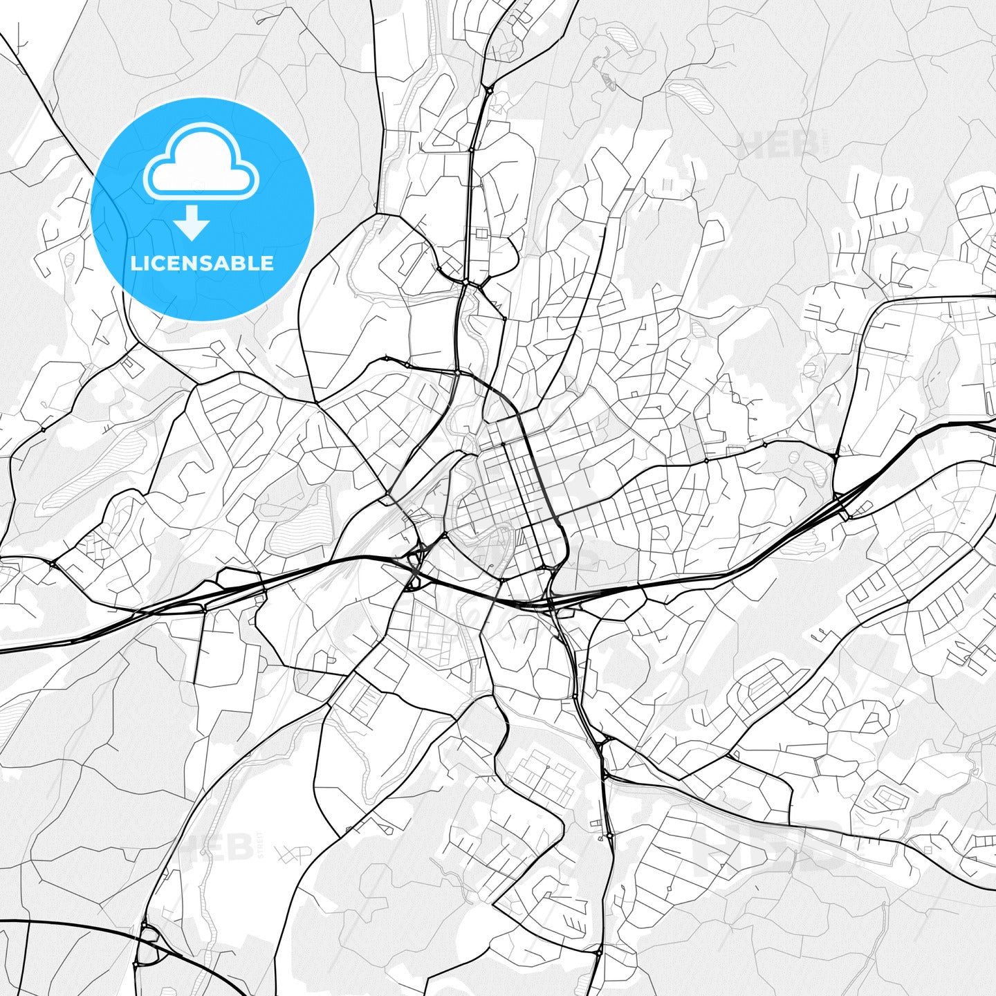 Vector PDF map of Borås, Sweden - HEBSTREITS