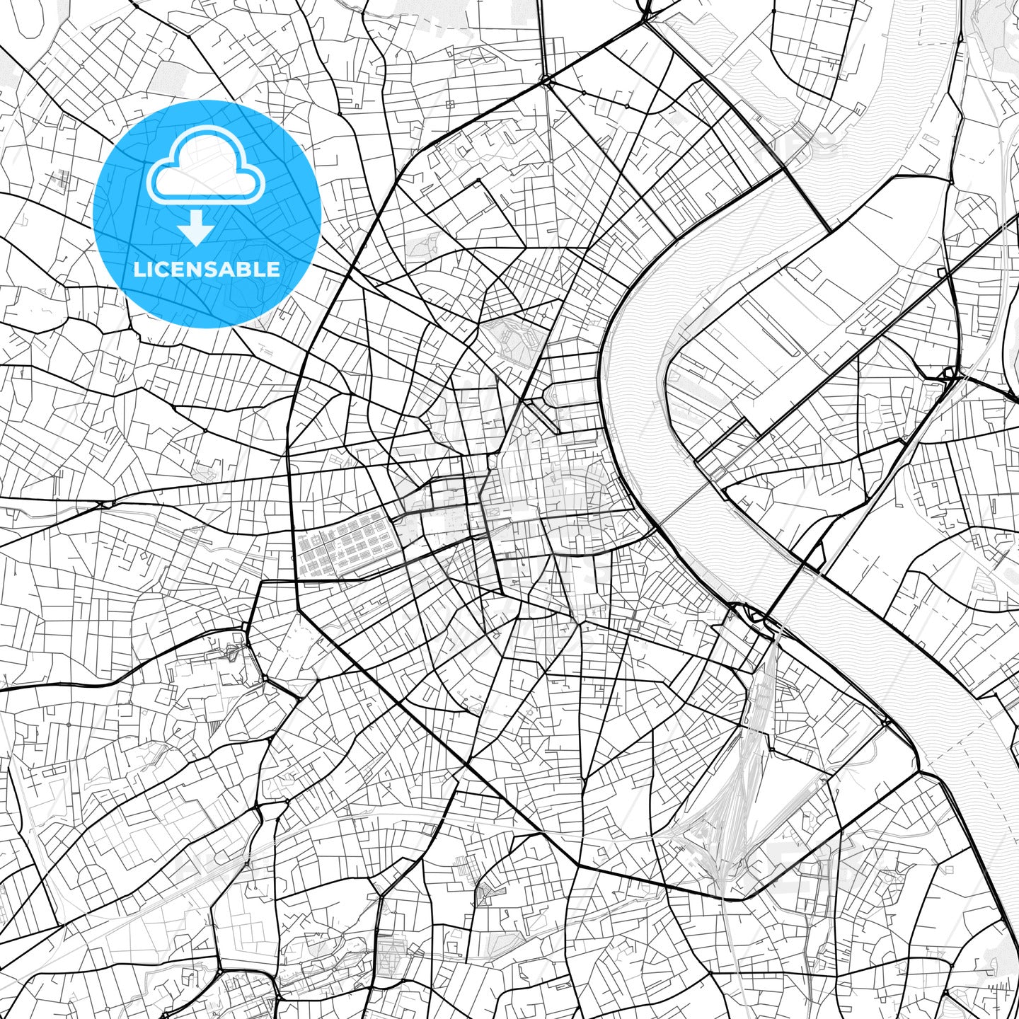 Vector PDF map of Bordeaux, France