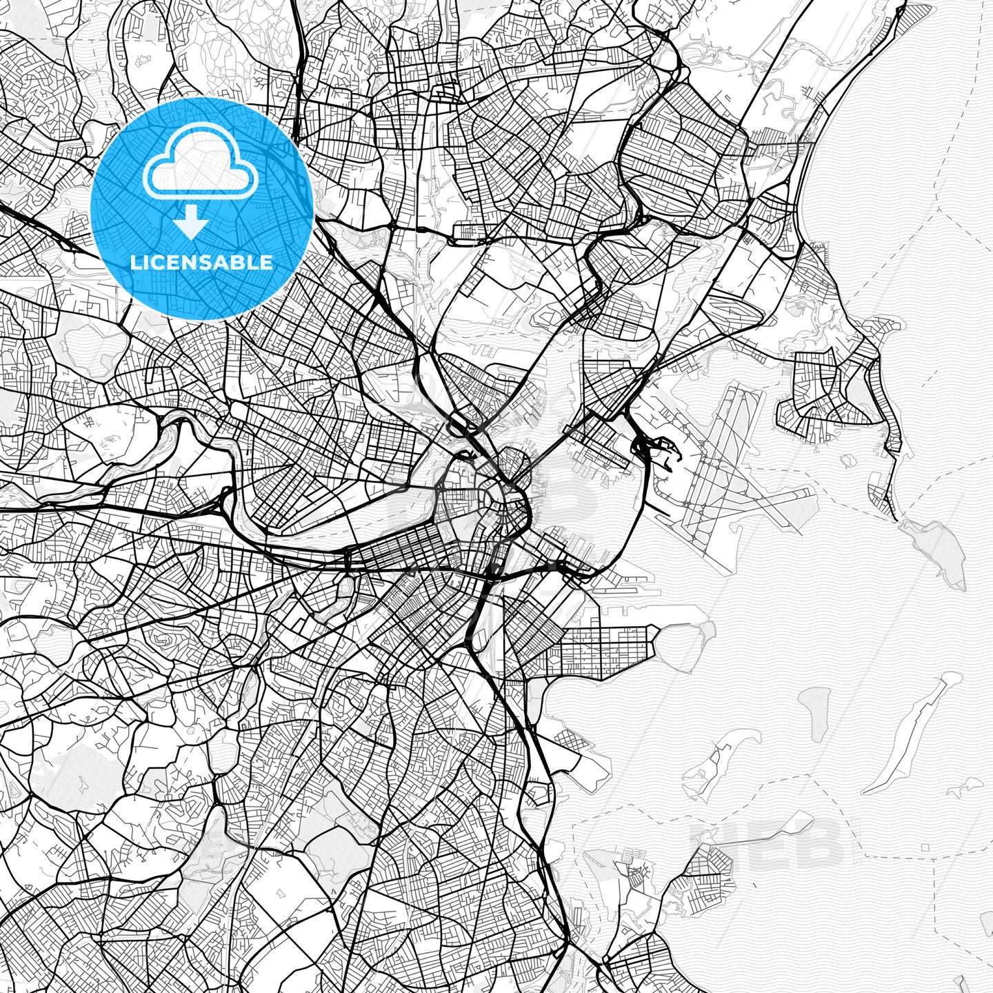 Vector PDF map of Boston, Massachusetts, United States