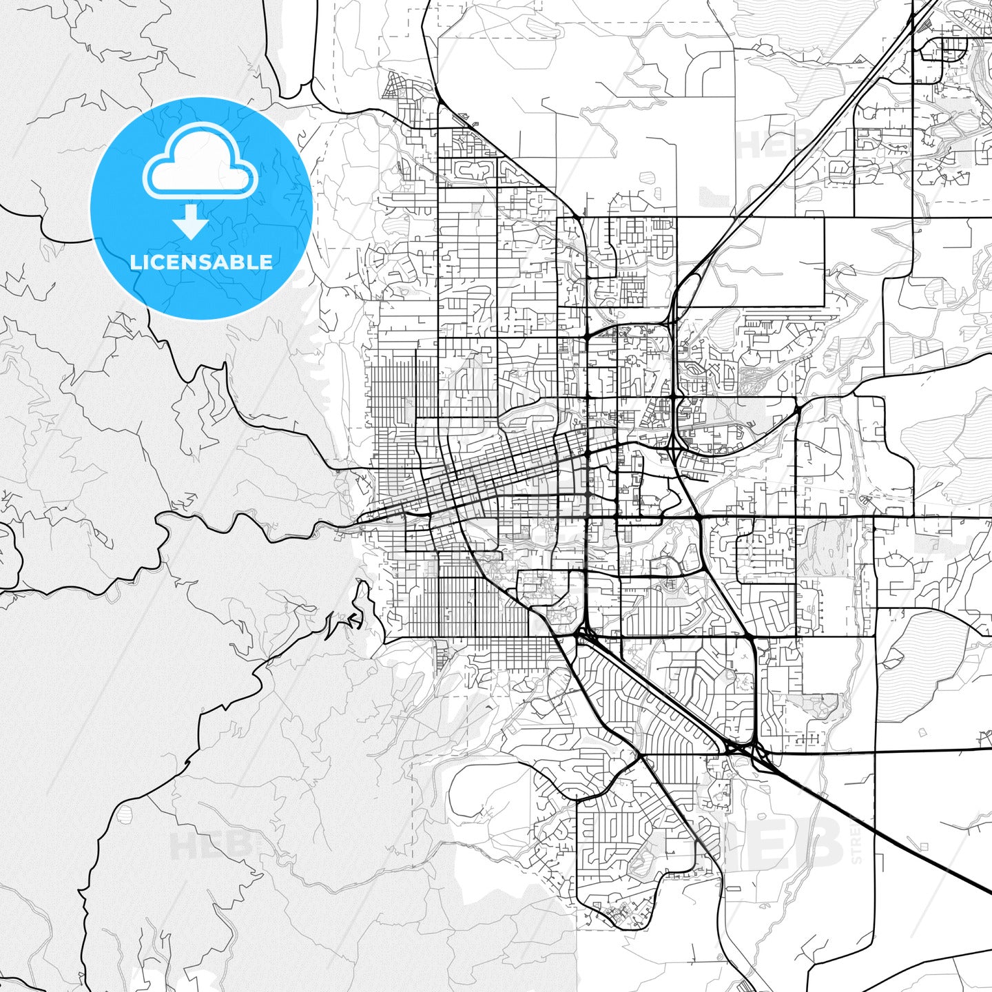 Vector PDF map of Boulder, Colorado, United States