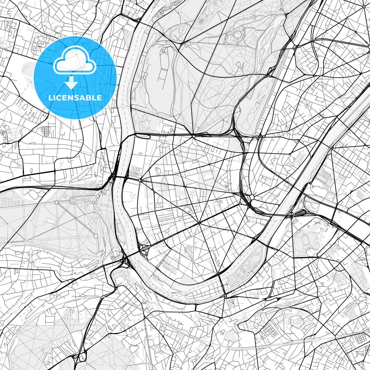 Vector PDF map of Boulogne-Billancourt, France