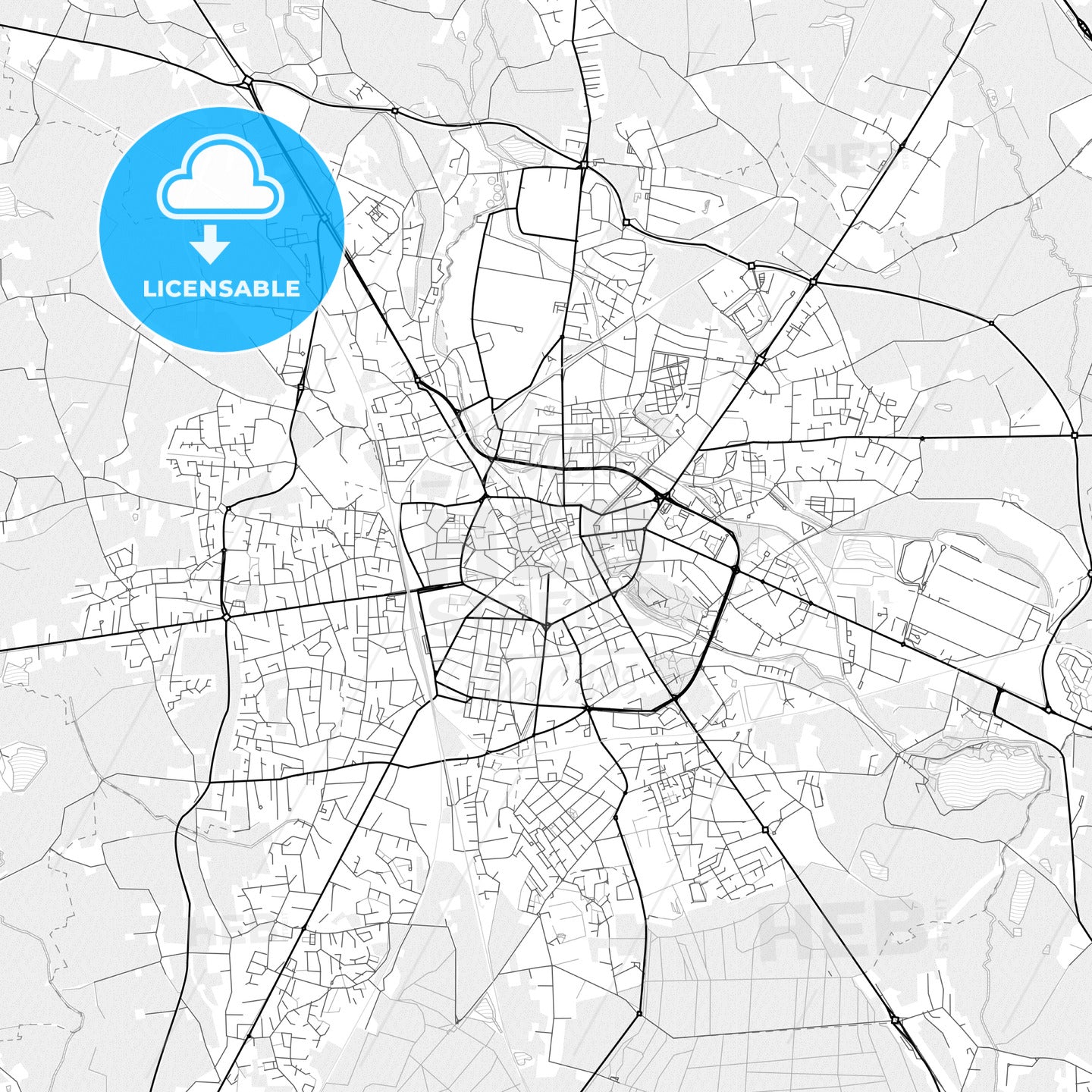 Vector PDF map of Bourg-en-Bresse, France