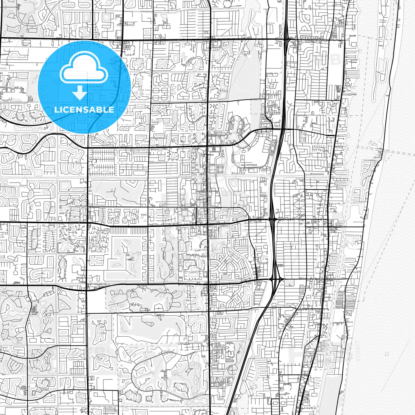 Vector PDF map of Boynton Beach, Florida, United States