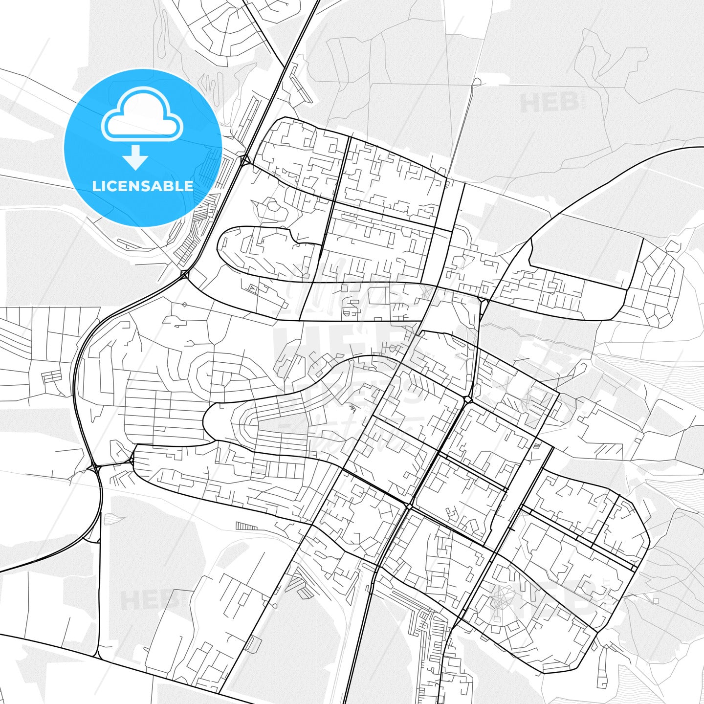 Vector PDF map of Bratsk, Russia