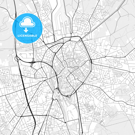 Vector PDF map of Bruges, Belgium