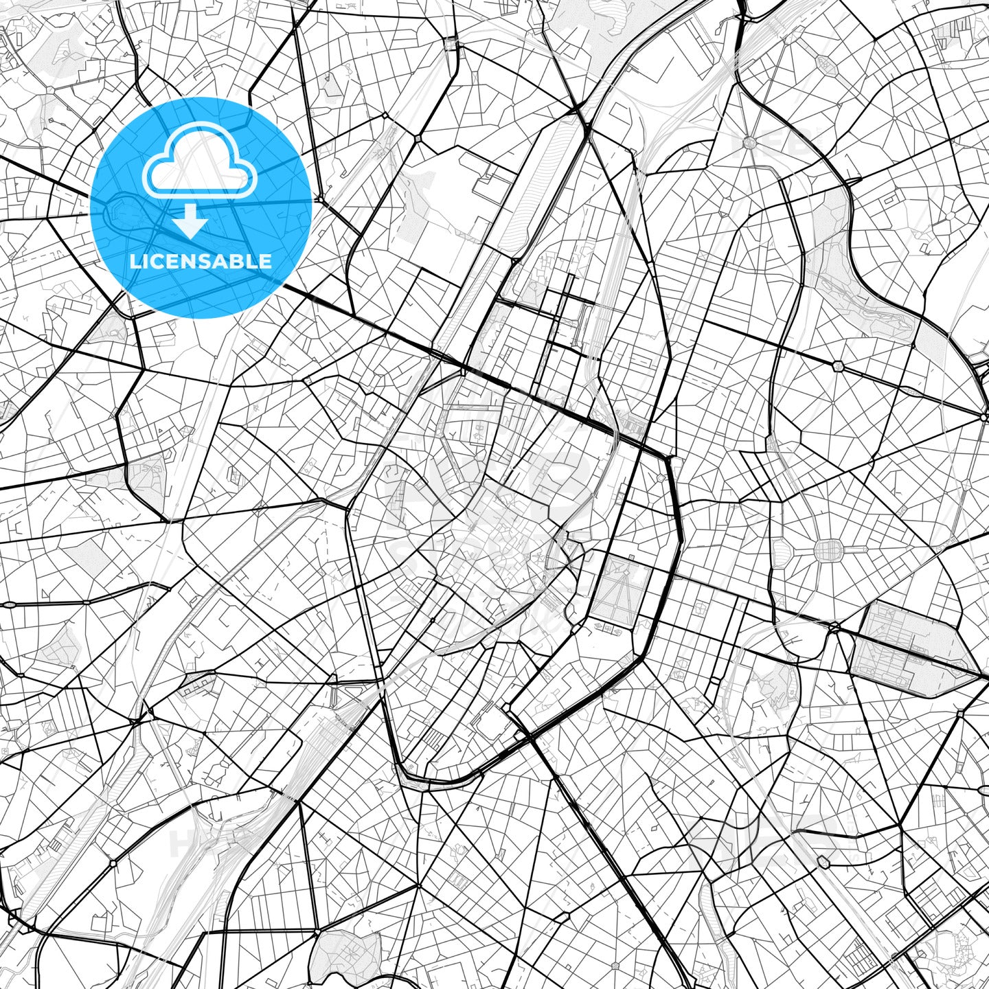 Vector PDF map of Brussels, Belgium