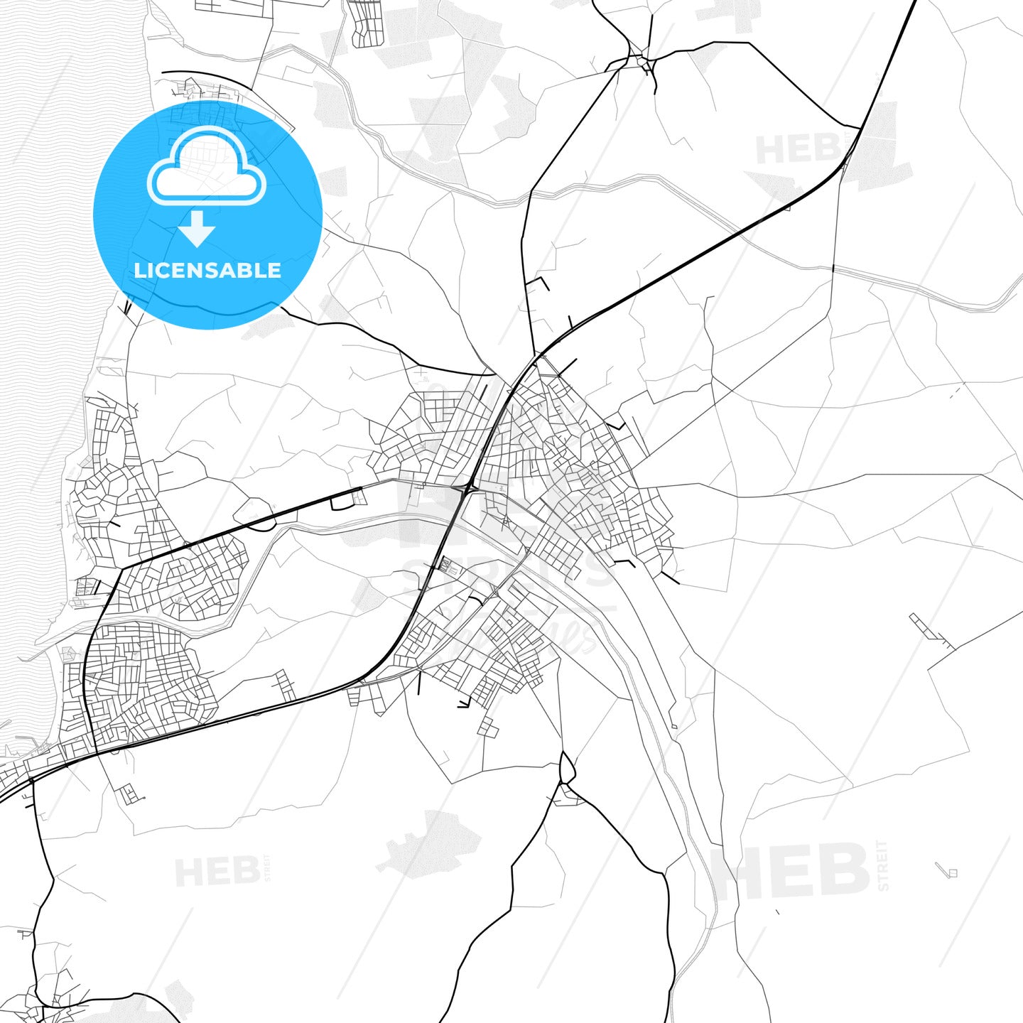 Vector PDF map of Burhaniye, Turkey