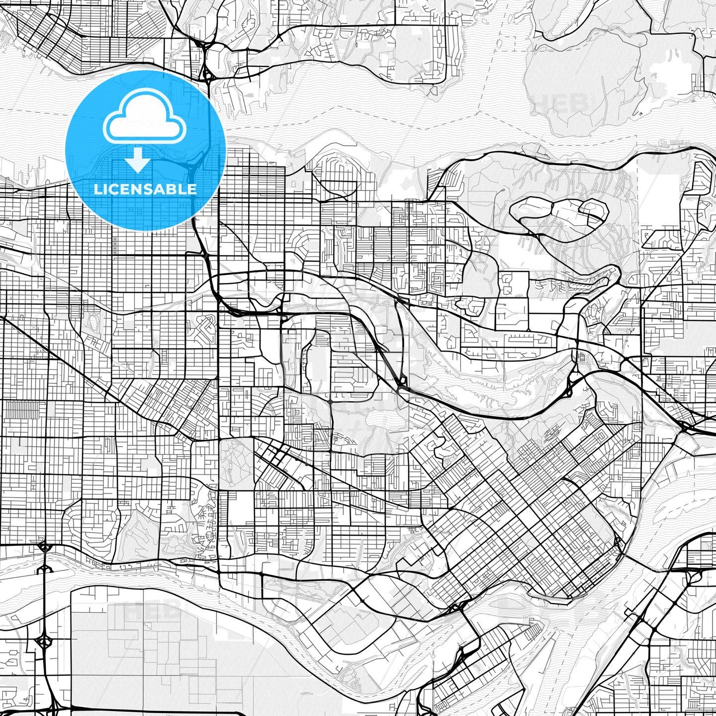 Vector PDF map of Burnaby, Canada