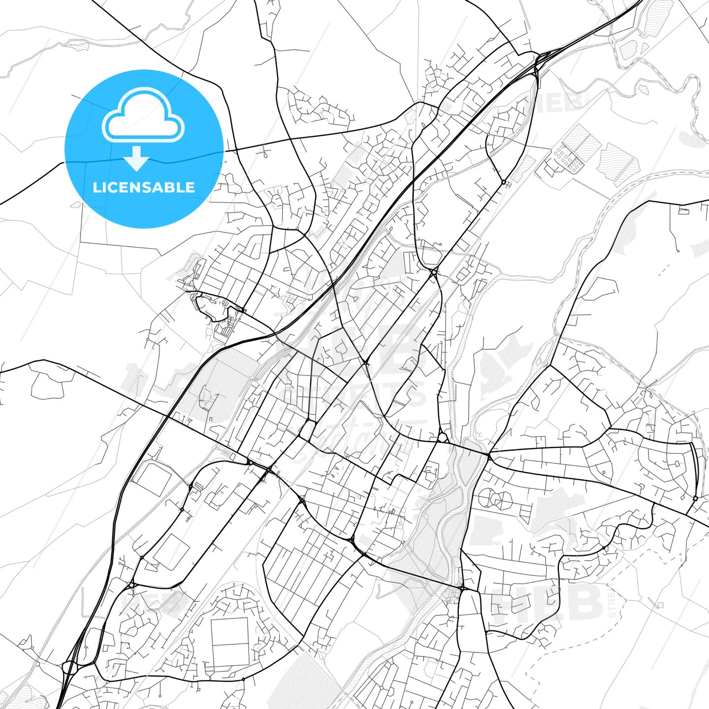 Vector PDF map of Burton-upon-Trent, England