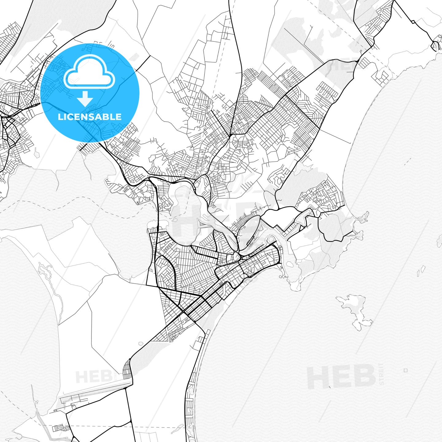 Vector PDF map of Cabo Frio, Brazil