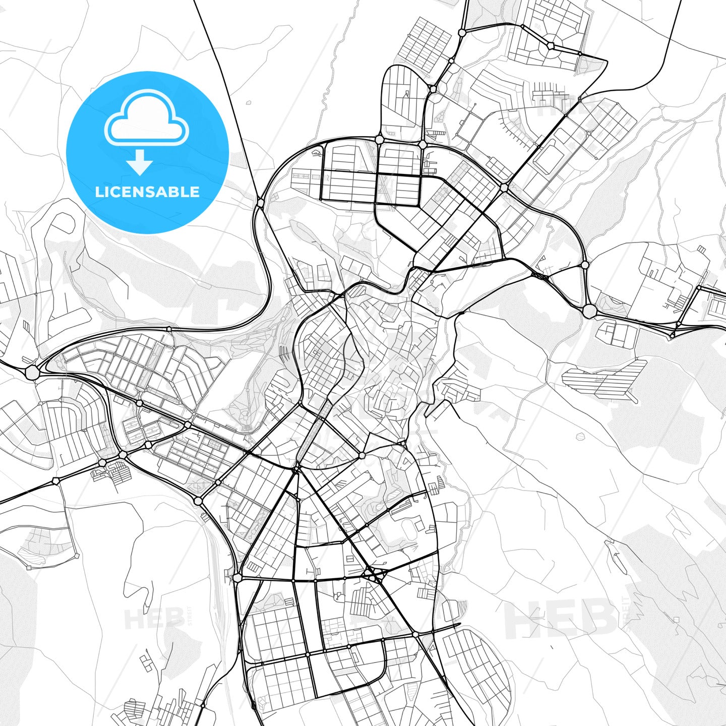 Vector PDF map of Cáceres, Spain