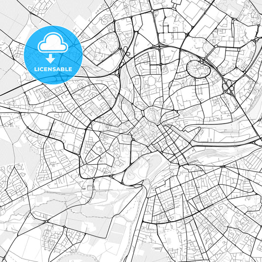 Vector PDF map of Caen, France
