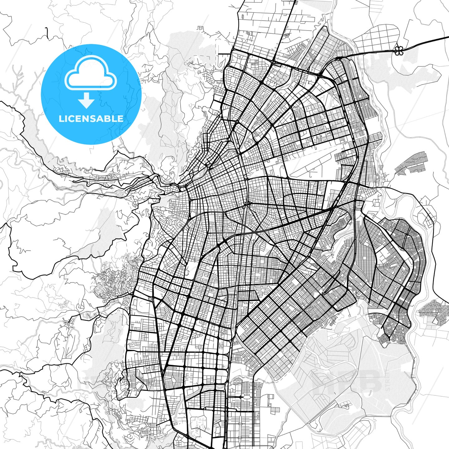 Vector PDF map of Cali, Colombia