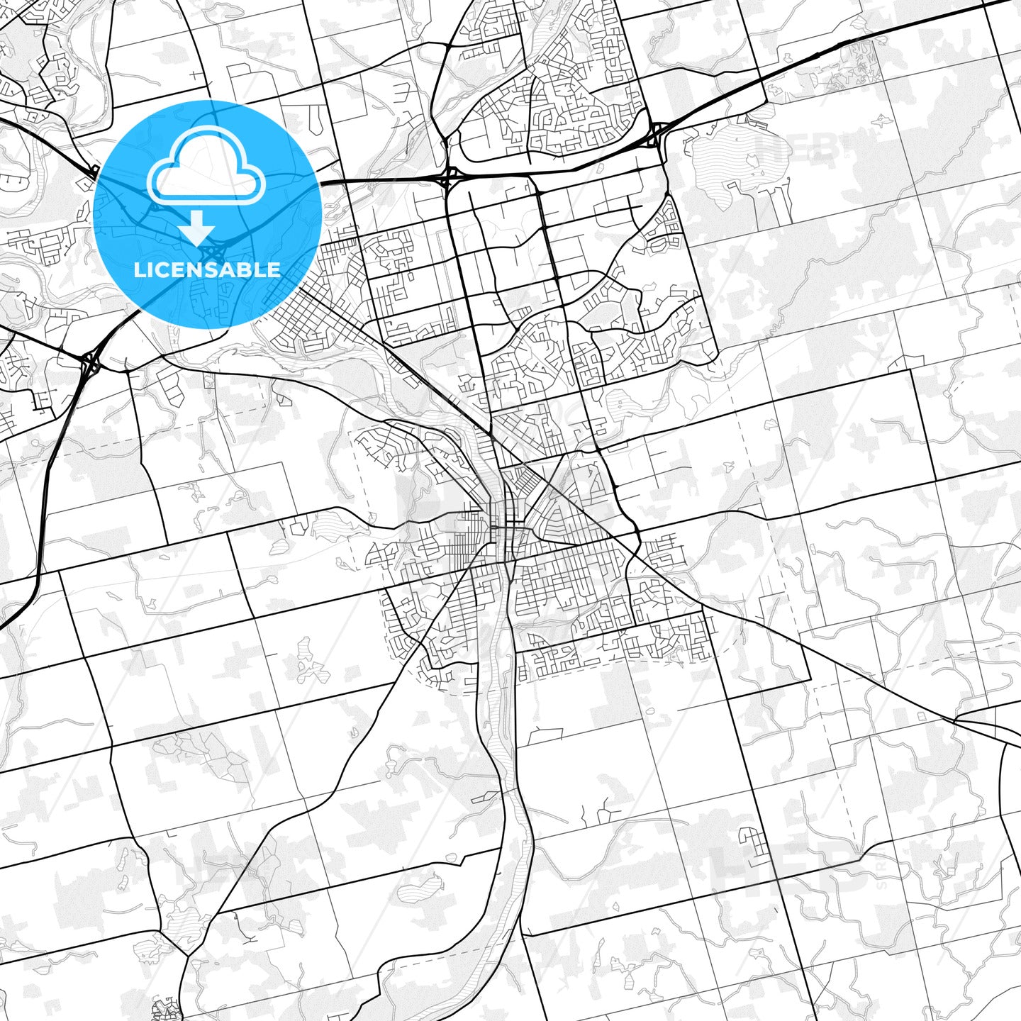 Vector PDF map of Cambridge, Canada