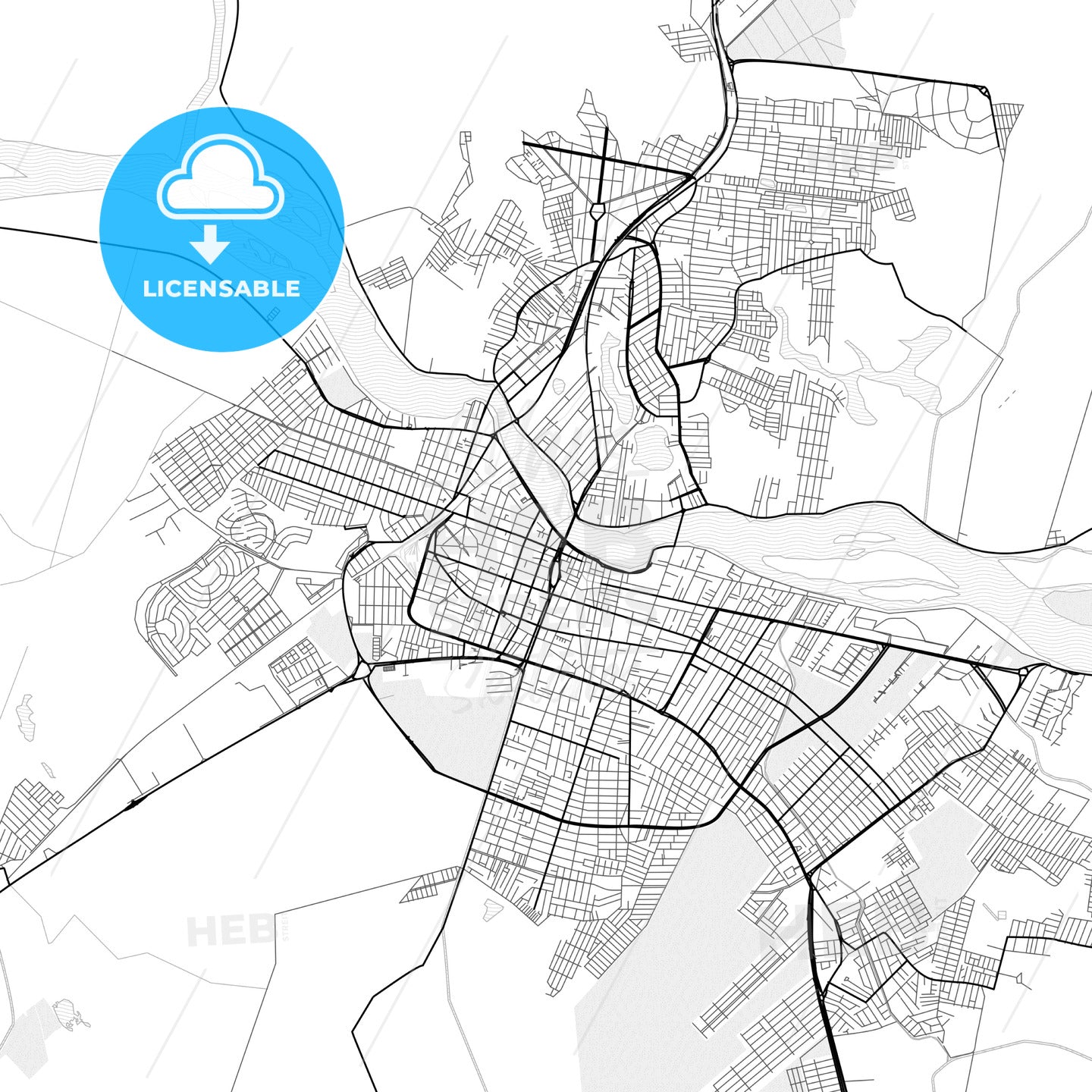 Vector PDF map of Campos dos Goytacazes, Brazil