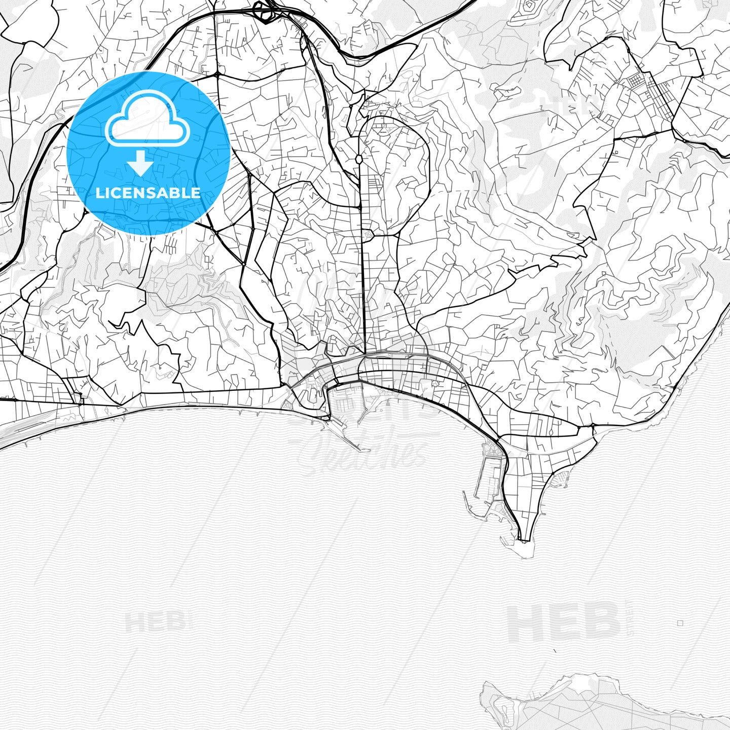 Vector PDF map of Cannes, France