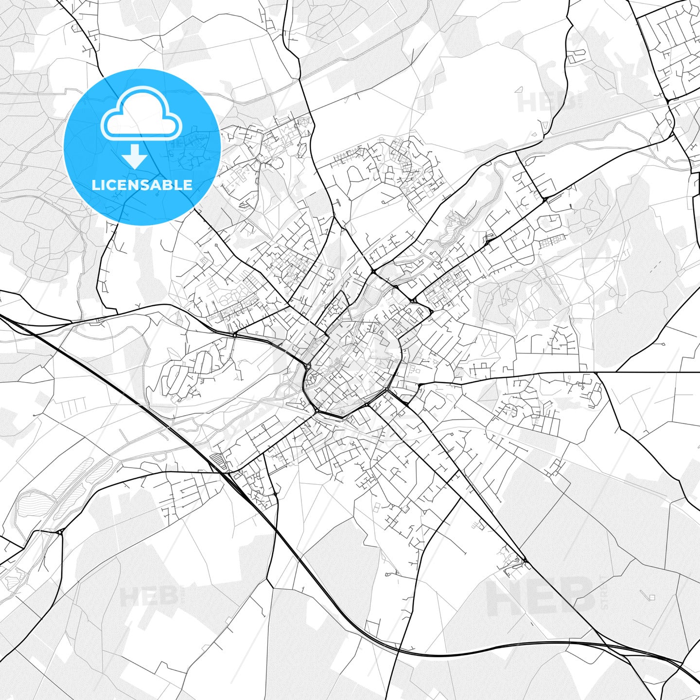 Vector PDF map of Canterbury, England