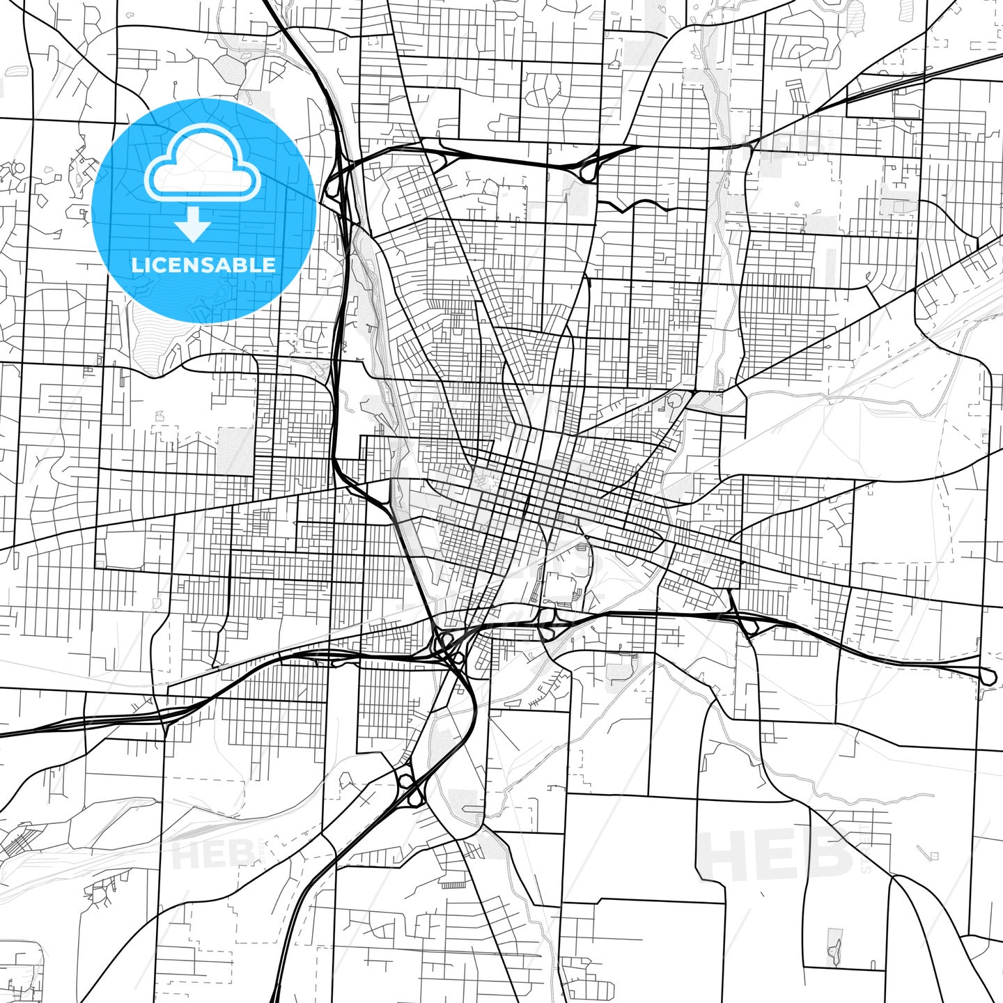 Vector PDF map of Canton, Ohio, United States