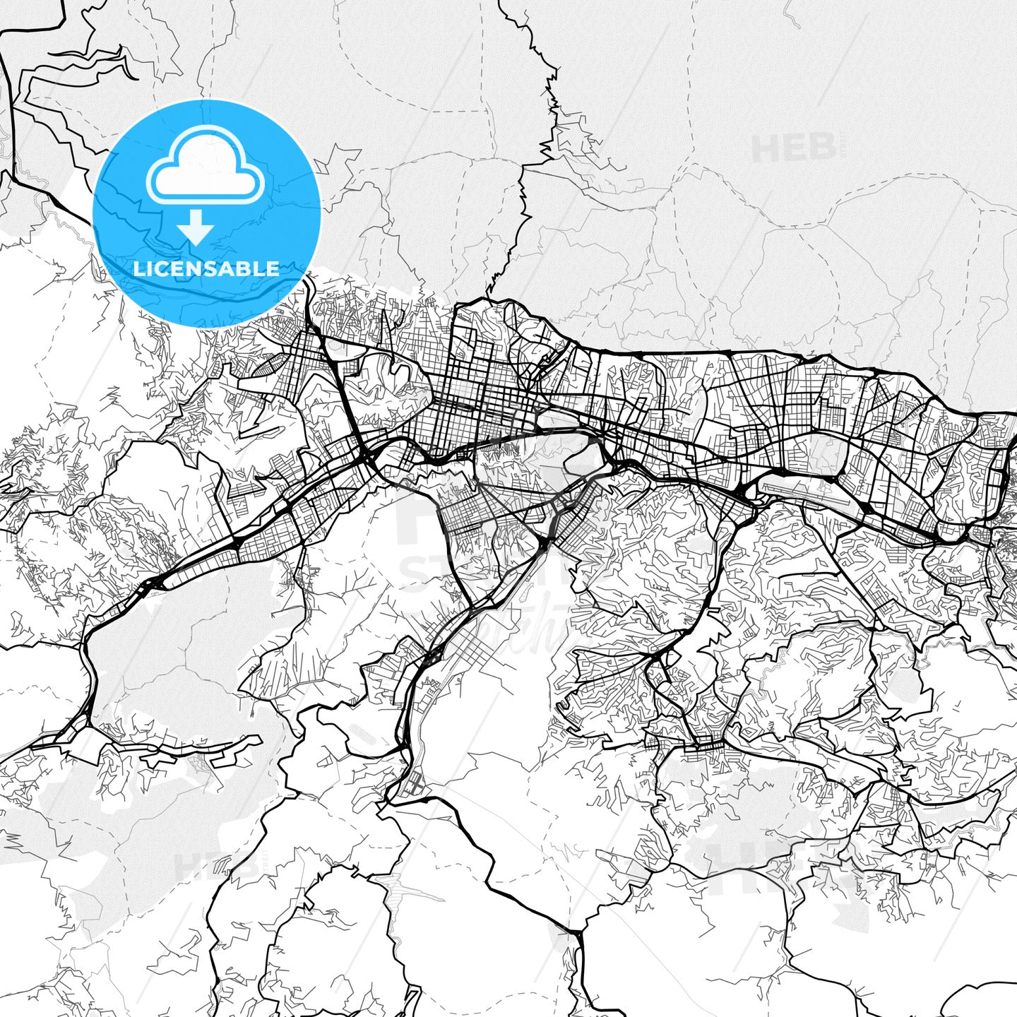 Vector PDF map of Caracas, Venezuela