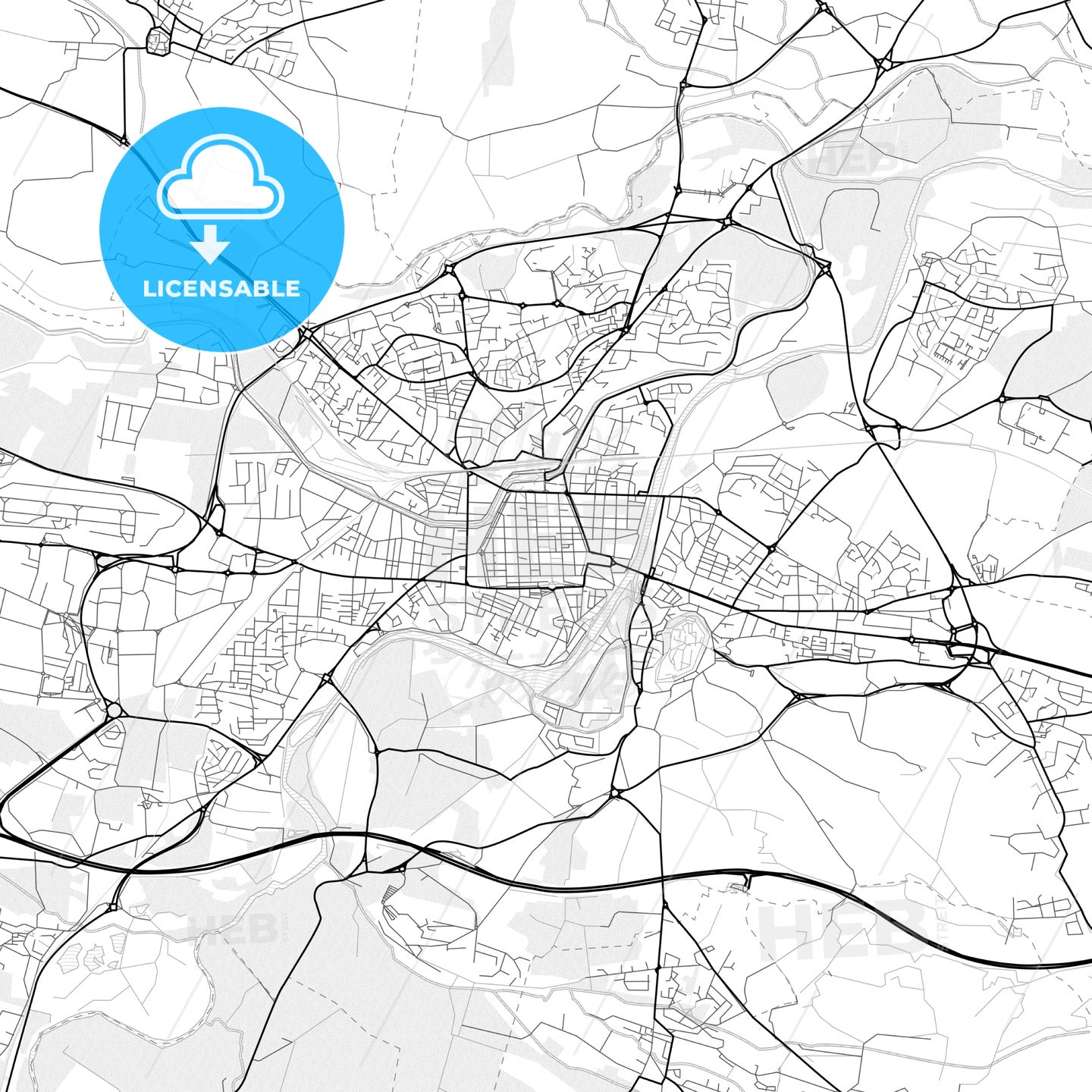 Vector PDF map of Carcassonne, France