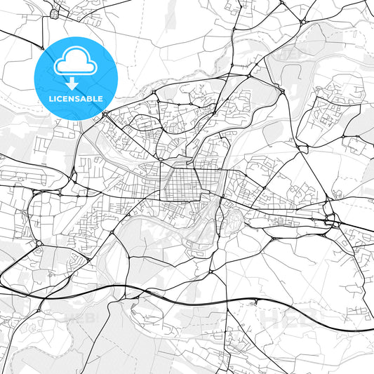 Vector PDF map of Carcassonne, France