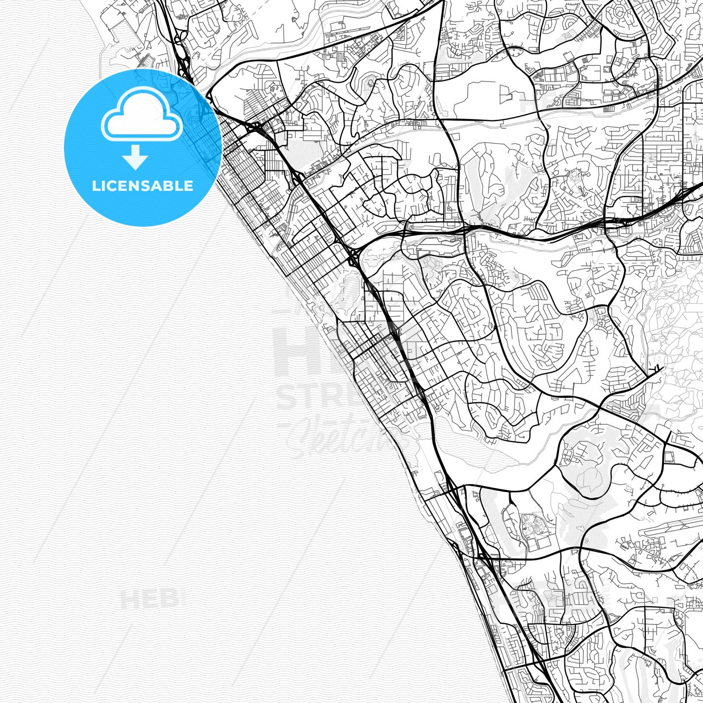 Vector PDF map of Carlsbad, California, United States