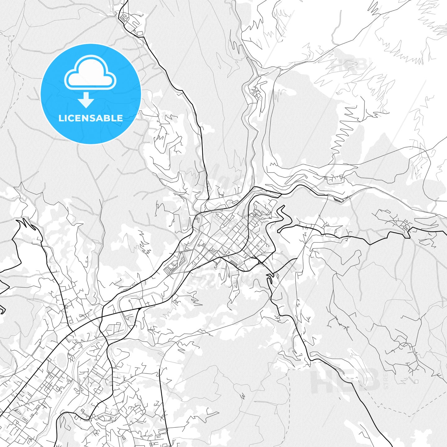 Vector PDF map of Carrara, Italy
