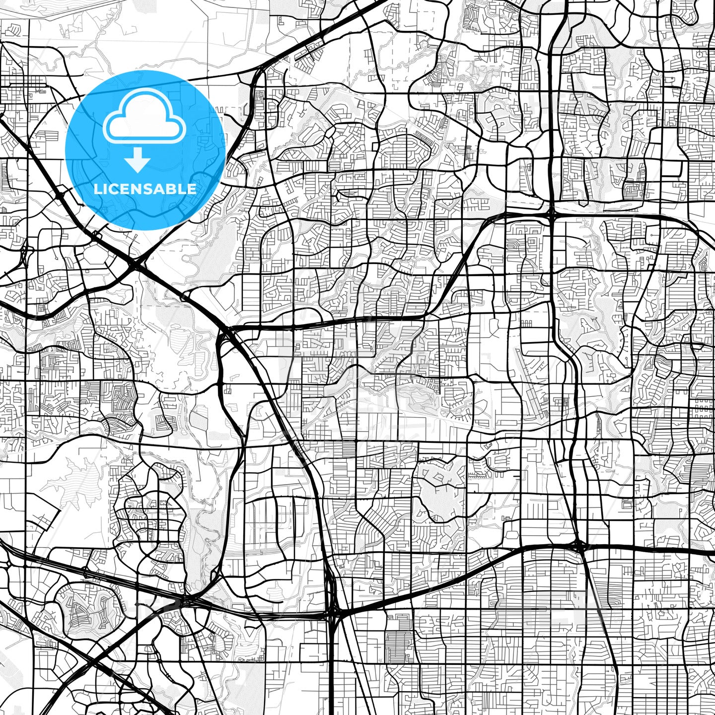 Vector PDF map of Carrollton, Texas, United States