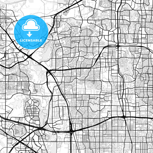 Vector PDF map of Carrollton, Texas, United States