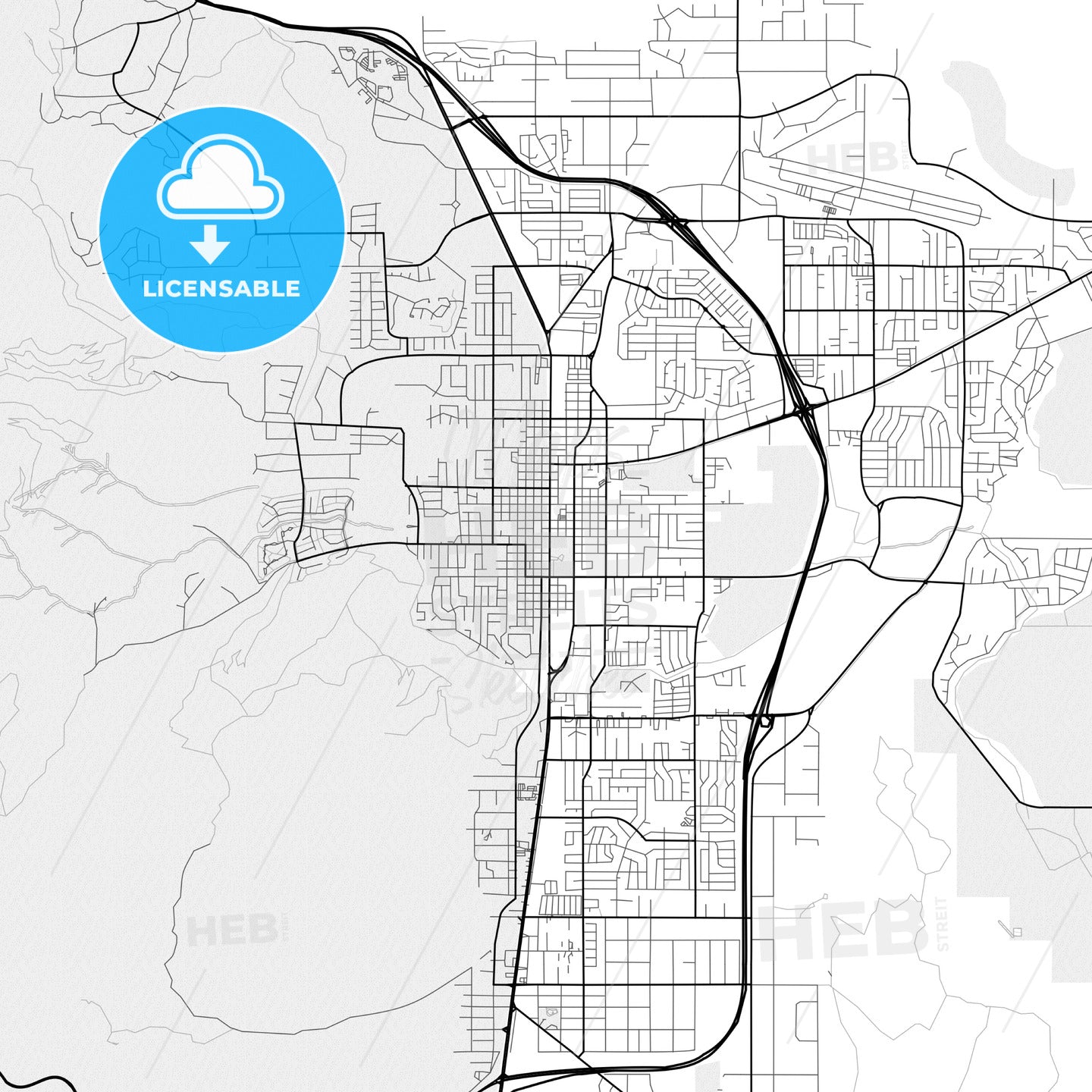 Vector PDF map of Carson City, Nevada, United States
