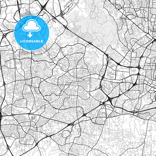 Vector PDF map of Cary, North Carolina, United States