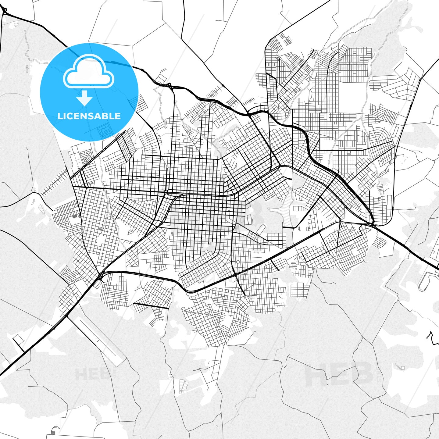 Vector PDF map of Cascavel, Brazil