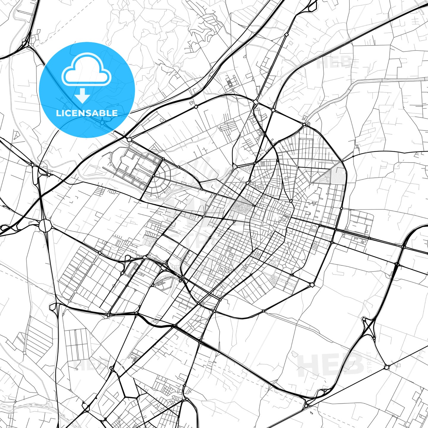 Vector PDF map of Castelló de la Plana, Spain