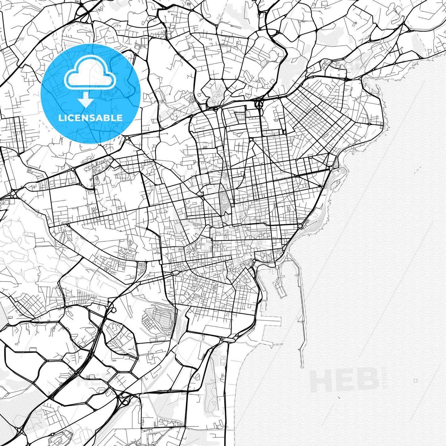 Vector PDF map of Catania, Italy