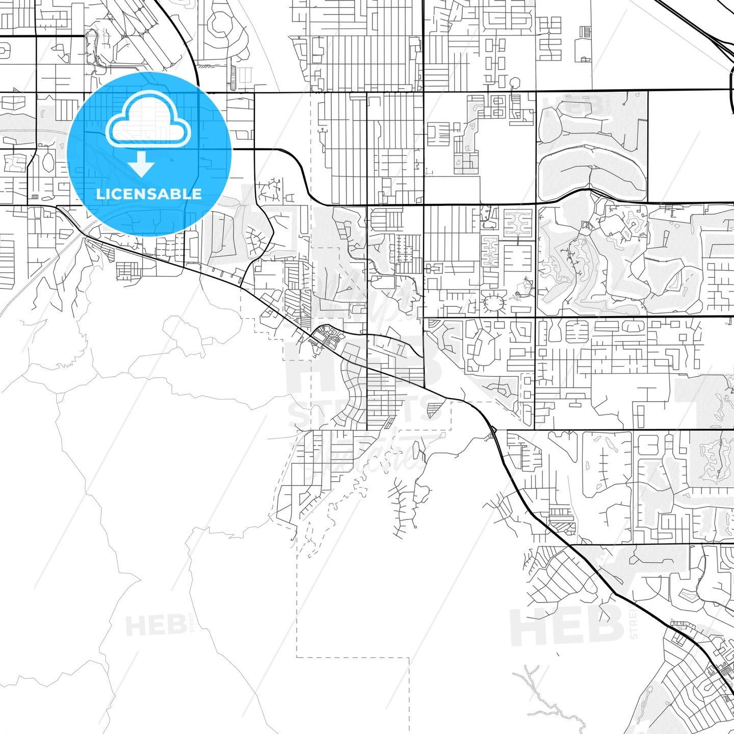 Vector PDF map of Cathedral City, California, United States