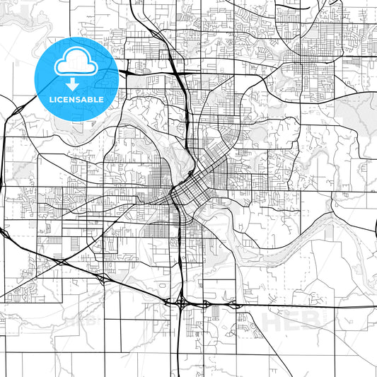 Vector PDF map of Cedar Rapids, Iowa, United States