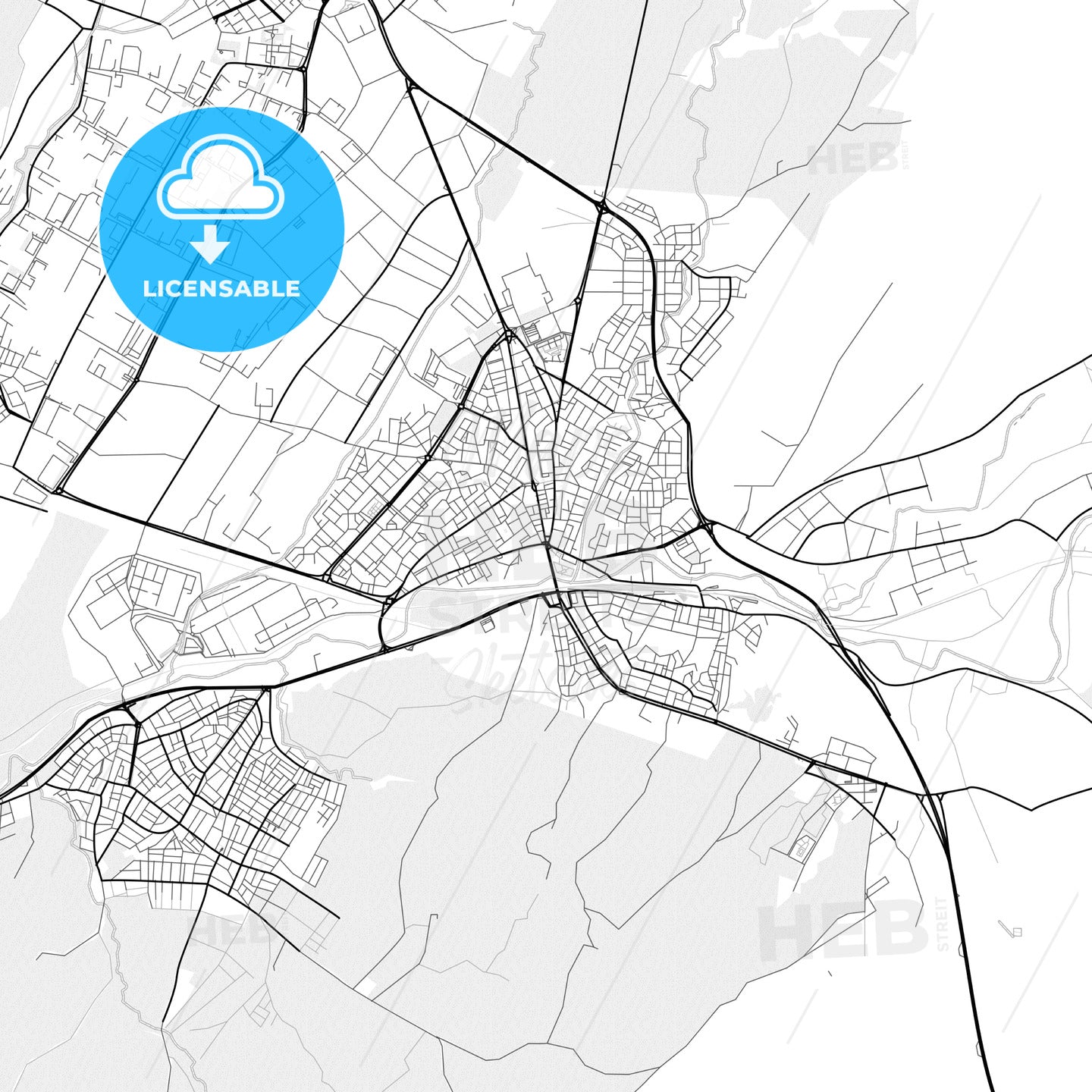 Vector PDF map of Çerkezköy, Turkey
