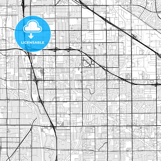 Vector PDF map of Cerritos, California, United States